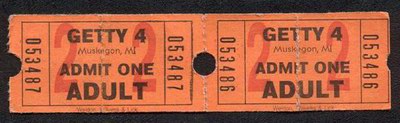 Getty 4 Drive-In Theatre - Ticket Stubs